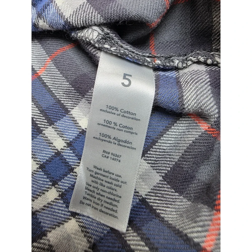 OshKosh Bgosh Kids Size 5 Blue Orange Plaid Flannel Button Down Shirt Western